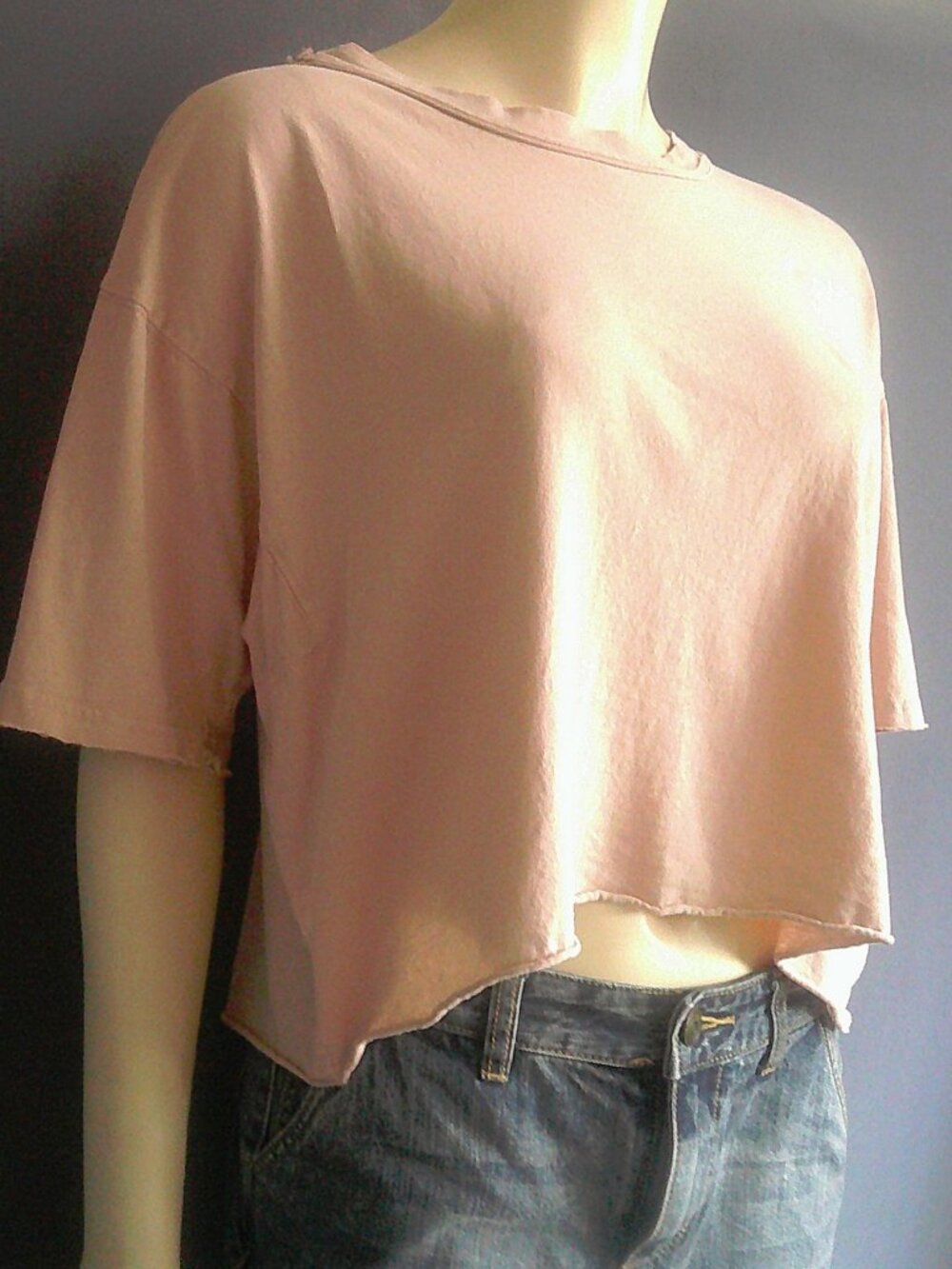 Free People FP Movement Inspire Doe Beige Cropped Oversized Tee M